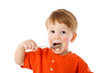 Little boy eating the oatmeal