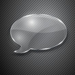 Speech bubble from glass on gray striped background