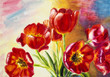 Tulips, oil painting