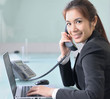 Young beautiful business lady talk with phone