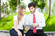 Business people using a tablet