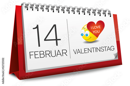 Vector: Kalender 14 Februar Valentinstag Liebe Herz Smilie Smiley Kalender 14 Februar Valentinstag Liebe Herz Smilie Smiley