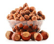 Composition with hazelnuts isolated on white