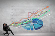 canvas print picture - Businessman pulling graph