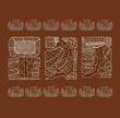 Linear contour ethnic border with flowers and leafs
