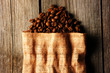 Photo: Coffee beans in bag background Coffee beans in bag background