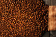 Photo: Coffee beans and bag background Coffee beans and bag background
