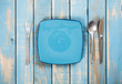Photo: Blue empty plates Blue empty plates