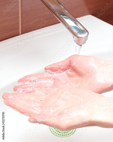 Photo: Washing of hands under running water Washing of hands under running water