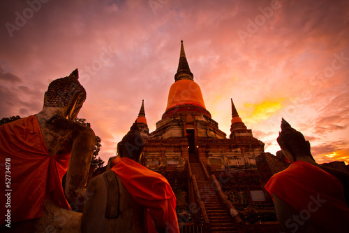  Buddhas and pagoda in Ayutthaya province of Thailand