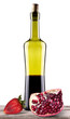 Splashing wine with pomegranate and strawberry