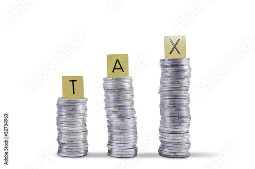Photo: Tax collection coins - isolated Tax collection coins - isolated