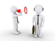 Boss shouting to employee unsuccessfully