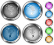 Little man with globe. Vector internet buttons.