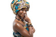 Photo: African fashion model on white background. African fashion model on white background.