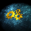 Data concept: Gears on digital background