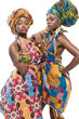 Photo: Two African fashion models on white background. Two African fashion models on white background.