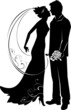 Silhouette of bride and groom