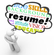 Resume Word Thought Cloud Bubble Man Thinking Experience