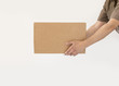 delivering a packet with white background & copy space