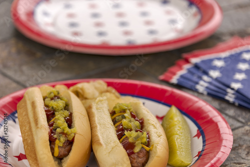 Photo: All American hotdogs at a cookout All American hotdogs at a cookout