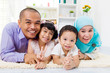 muslim family lying on the floor