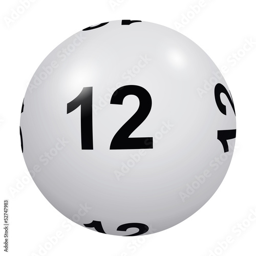 Illustration: Loto, boule blanche numéro 12 Loto, boule blanche numéro 12