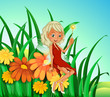 A garden at the hilltop with a fairy