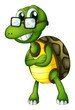A turtle standing with an eyeglass