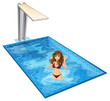 A girl with her violet bikini at the swimming pool