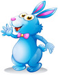 A blue bunny waving