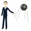 3d render of cartoon character with sputnik
