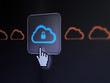 Illustrazione: Cloud computing concept: Cloud Whis Padlock on digital computer Cloud computing concept: Cloud Whis Padlock on digital computer