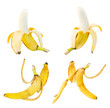 Bananas and peel leftovers isolated over white