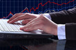 Close-up of typing male hands