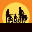 Vector: Cycling family Cycling family