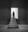 man and door in wall