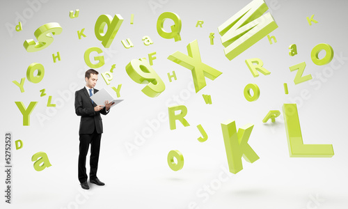 Photo: man and letters man and letters