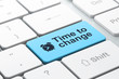Time concept: Alarm Clock and Time to Change on computer keyboar