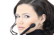 Photo: Beautiful woman with makeup brush near her face Beautiful woman with makeup brush near her face