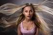 Amazed blond young woman