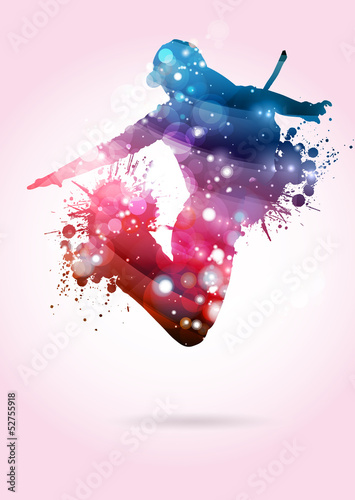 Vector: Ballerina con cappellino che salta Ballerina con cappellino che salta