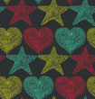Colorful endless pattern with hearts and stars
