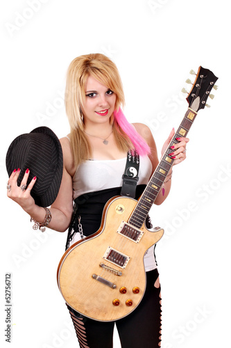 Photo: girl with hat and electric guitar girl with hat and electric guitar