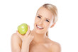 Photo: Adorable and healthy woman holding apple Adorable and healthy woman holding apple