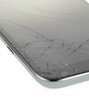 Close up of broken smart phone isolated on white background
