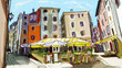 Croatia town street - illustration