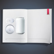 Can and elements inside a book