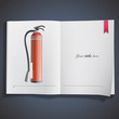 Realistic extinguisher inside a book