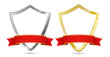 Shields and ribbons.
